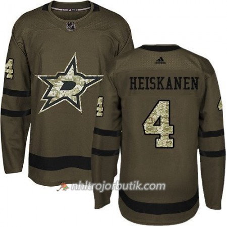 Män Ishockey Dallas Stars Jacket Tröja Miro Heiskanen 4 Adidas 2017-2018 Camo Grön Authentic